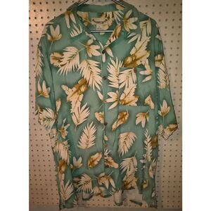 Paradise Coves 100% silk Hawaiian shirt vintage tropical leaf floral prints Size